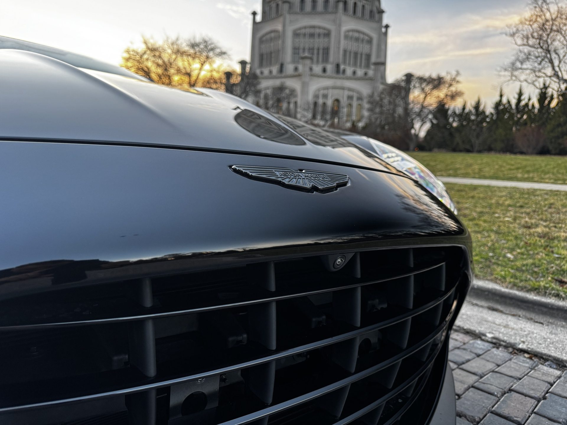Aston Martin Vantage badge and grille