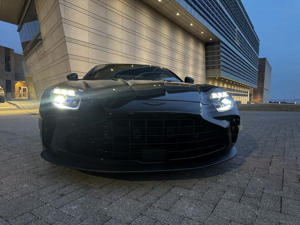 Low front shot, headlights on